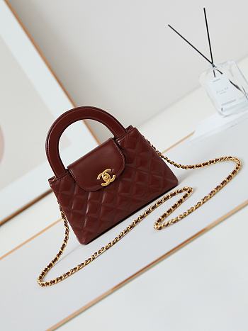 Bagsaaa Chanel Kelly Mini Shopping Bag Brown - 19x13x7 cm