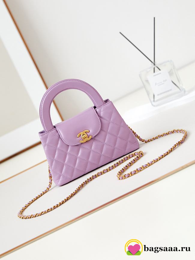 Bagsaaa Chanel Kelly Mini Shopping Bag Purple - 19x13x7 cm - 1