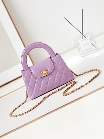 Bagsaaa Chanel Kelly Mini Shopping Bag Purple - 19x13x7 cm