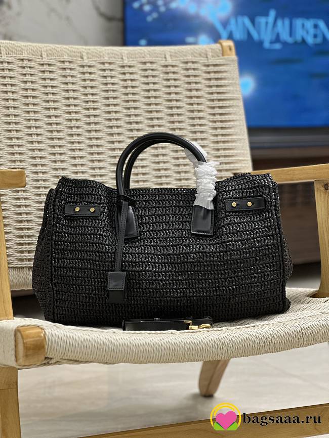 Bagsaaa YSL Sac De Jour Medium Supple In Raffia 751499 Black - 41 X 28 X 13 CM - 1