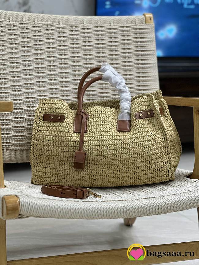 Bagsaaa YSL Sac De Jour Medium Supple In Raffia 751499 Natural And Brick - 41 X 28 X 13 CM - 1