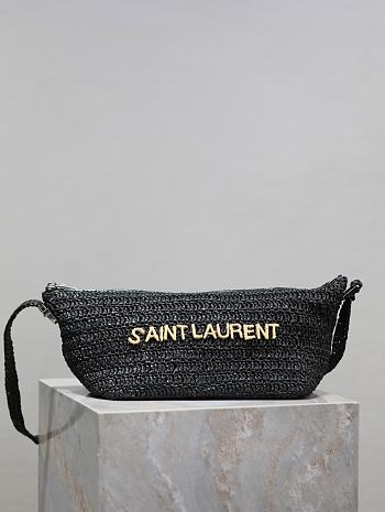 Bagsaaa YSL Le Rafia Crossbody Bag 667490 Black - 23/26 X 14 X 14.5 CM