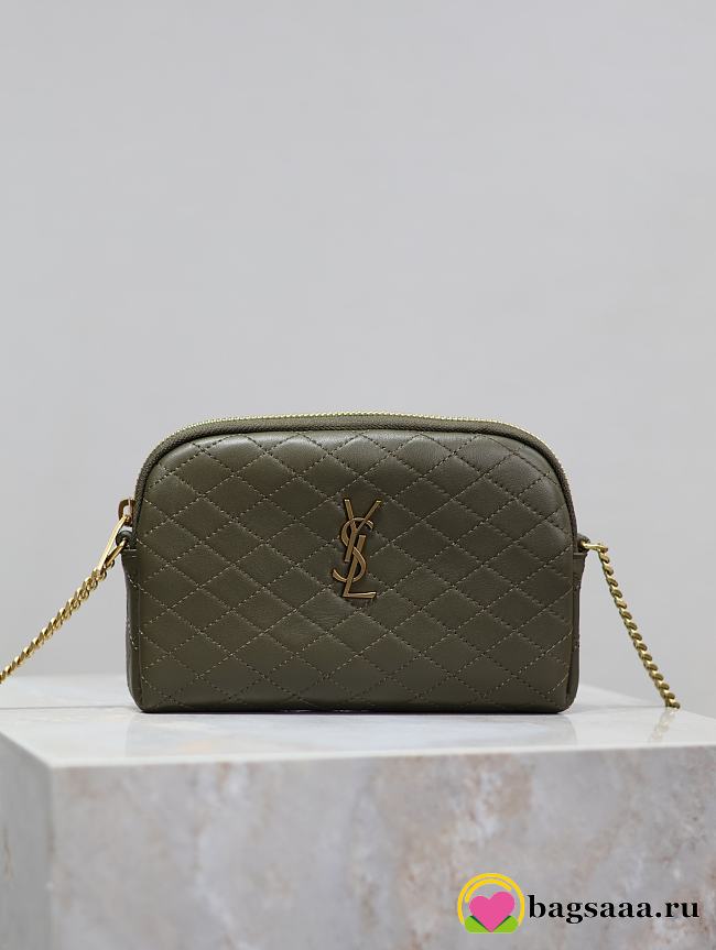 Bagsaaa YSL Gaby Zipped Pouch In Quilted Lambskin 733667 Dark Green - 18 X 13 X 3,5 CM - 1