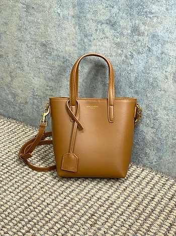 Bagsaaa YSL Mini Toy Shopping Saint Laurent In Box Leather 773995 Brown - 18 X 17 X 8 CM