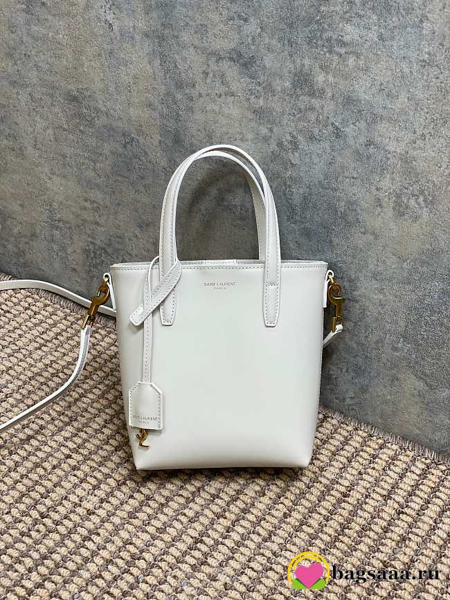 Bagsaaa YSL Mini Toy Shopping Saint Laurent In Box Leather 773995 White - 18 X 17 X 8 CM - 1