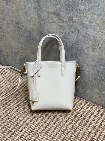 Bagsaaa YSL Mini Toy Shopping Saint Laurent In Box Leather 773995 White - 18 X 17 X 8 CM