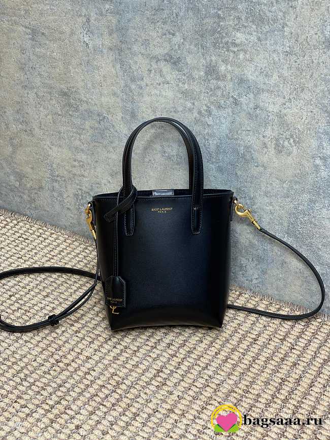 Bagsaaa YSL Mini Toy Shopping Saint Laurent In Box Leather 773995 Black - 18 X 17 X 8 CM - 1