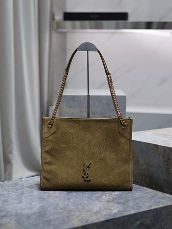 Bagsaaa YSL Niki Medium Shopping In Suede 577999 Green - 33 X 27 X 11.5 CM