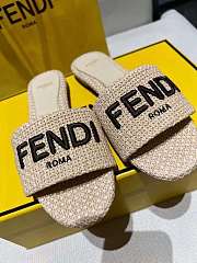 Bagsaaa Fendi Signature Beige Cotton Fibre Slides - 2