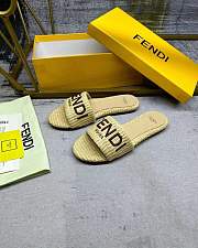 Bagsaaa Fendi Signature Beige Cotton Fibre Slides - 3