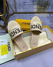 Bagsaaa Fendi Signature Beige Cotton Fibre Slides - 4