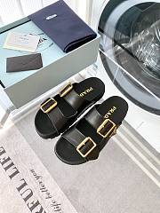 Bagsaaa Prada Leather Strap Slides Black - 1