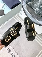 Bagsaaa Prada Leather Strap Slides Black - 4