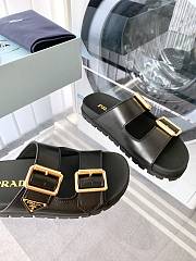 Bagsaaa Prada Leather Strap Slides Black - 3