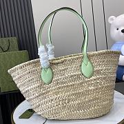 Bagsaaa Gucci Small Straw Tote With Gucci Logo ‎779524 Pale Green - 26 x 22.5 x 18 cm - 5