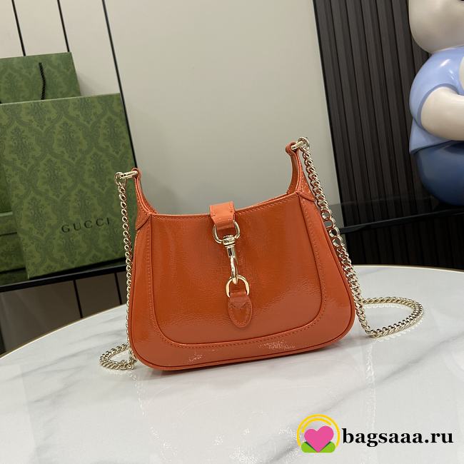 Bagsaaa Gucci Jackie Notte Mini Bag 782889 Orange Patent - 19.5 x 18 x 3.5cm - 1