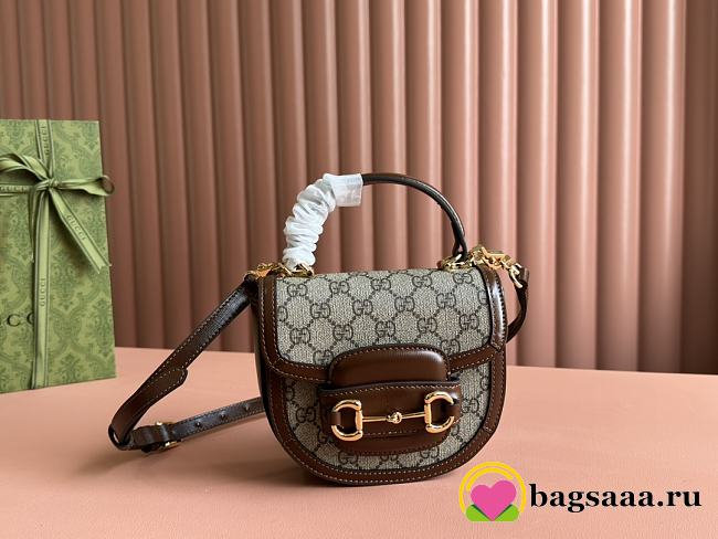 Bagsaaa Gucci Horsebit 1955 Mini Top Handle Bag 781387 Brown - 18 x 15 x 6.5 cm - 1