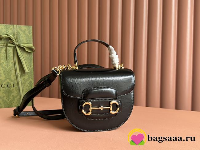 Bagsaaa Gucci Horsebit 1955 Mini Top Handle Bag 781387 Black - 18 x 15 x 6.5 cm - 1