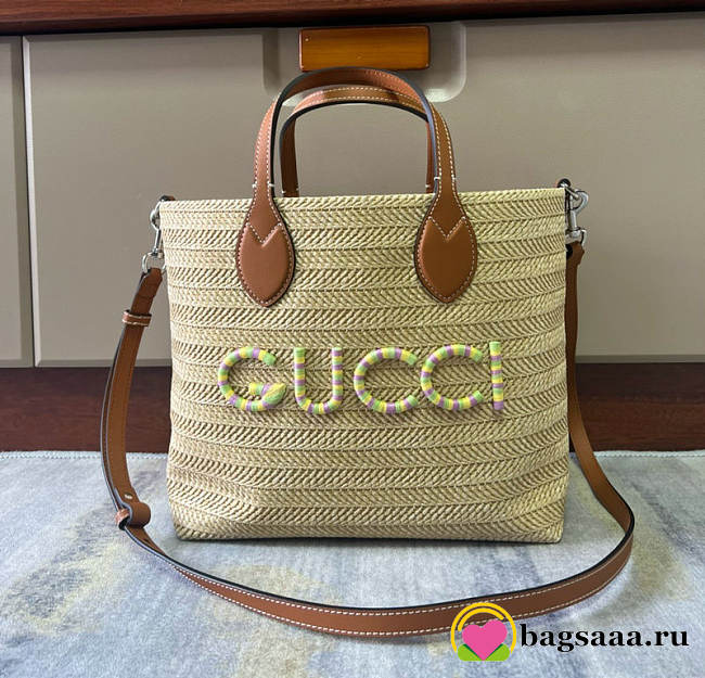 Bagsaaa Gucci Small Straw-Effect Tote ‎779671 - 26x25x11cm - 1