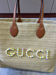 Bagsaaa Gucci Medium Straw-Effect Tote 779666 38 x 33 x 15 cm - 2