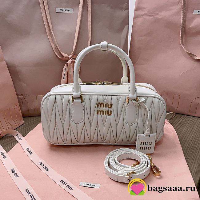 Bagsaaa Miumiu Arcadie Matelassé Nappa Leather Bag White - 12*27*9 cm - 1