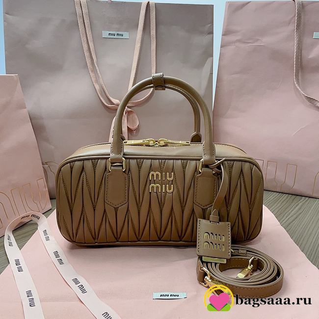 Bagsaaa Miumiu Arcadie Matelassé Nappa Leather Bag Caramel - 12*27*9 cm - 1