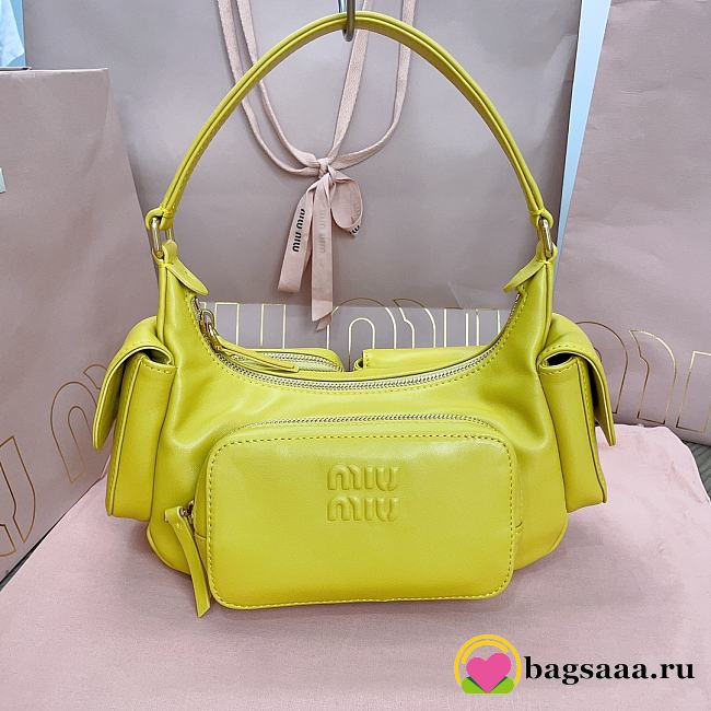 Bagsaaa Miumiu Nappa Leather Pocket Bag Yellow - 21x6x12 cm - 1