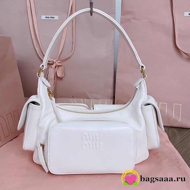 Bagsaaa Miumiu Nappa Leather Pocket Bag White - 21x6x12 cm - 1