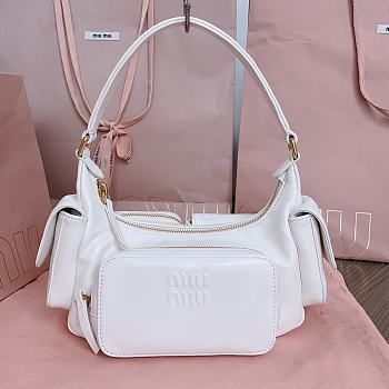 Bagsaaa Miumiu Nappa Leather Pocket Bag White - 21x6x12 cm