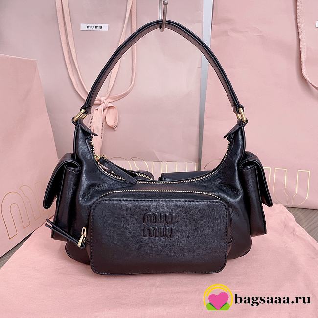 Bagsaaa Miumiu Nappa Leather Pocket Bag Black - 21x6x12 cm - 1