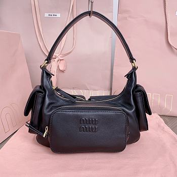 Bagsaaa Miumiu Nappa Leather Pocket Bag Black - 21x6x12 cm