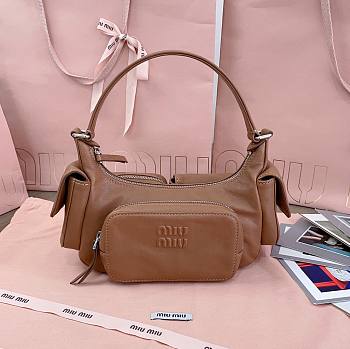 Bagsaaa Miumiu Nappa Leather Pocket Bag Brown - 21x6x12 cm