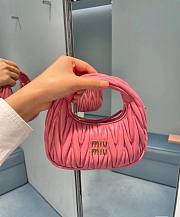 Bagsaaa Miumiu Wander Matelassé Nappa Leather Hobo Mini-bag Pink - 14x17.5x5.5 cm - 1