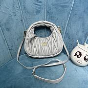 Bagsaaa Miumiu Wander Matelassé Nappa Leather Hobo Mini-bag Pearl Gray - 14x17.5x5.5 cm - 1