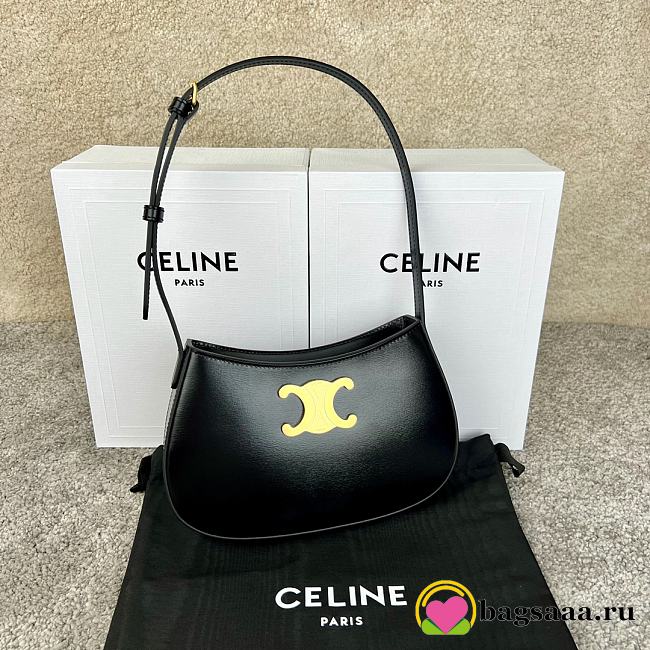 Bagsaaa Celine Medium Tilly Bag In Shiny Calfskin Black - 22 X 13.5 X 4 CM - 1