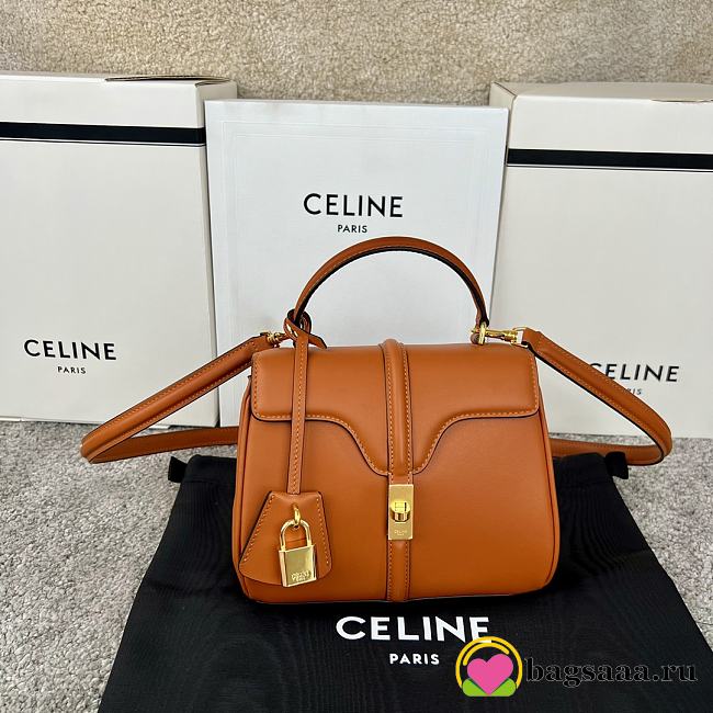 Bagsaaa Celine Mini 16 In Natural Calfskin Tan Brown - 18.5 X 15.5 X 9 CM - 1