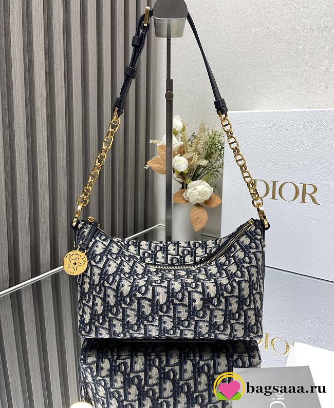 Bagsaaa Diorstar Hobo Bag With Chain Blue Dior Oblique Jacquard - 28.5 x 14.5 x 10 cm - 1