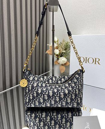 Bagsaaa Diorstar Hobo Bag With Chain Blue Dior Oblique Jacquard - 28.5 x 14.5 x 10 cm