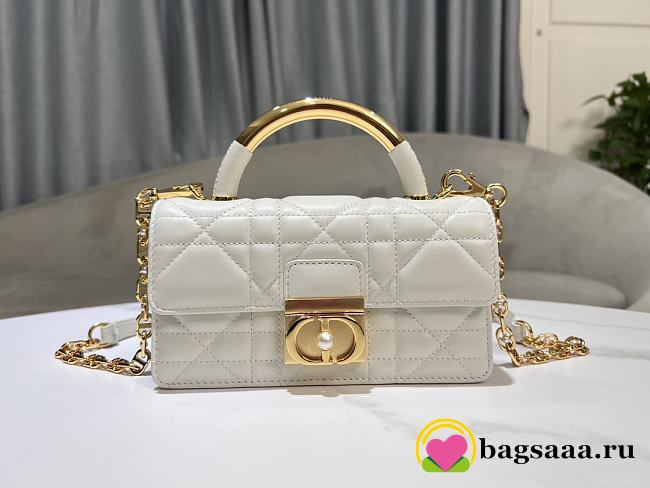 Bagsaaa Mini Dior Ange Bag Latte Macrocannage Calfskin - 20 x 12 x 5 cm - 1