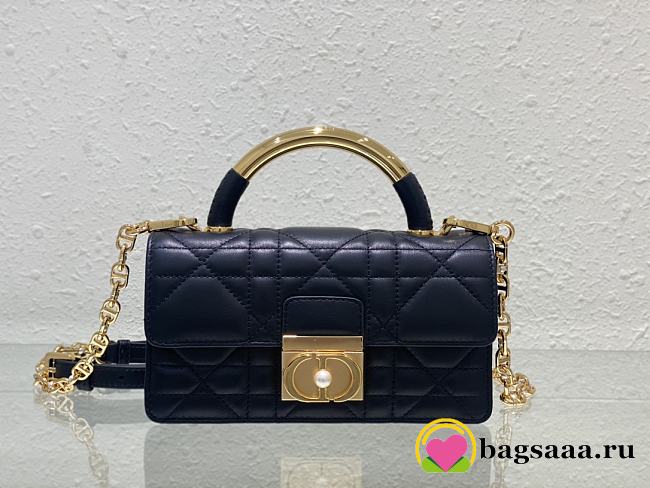 Bagsaaa Mini Dior Ange Bag Black Macrocannage Calfskin - 20 x 12 x 5 cm - 1