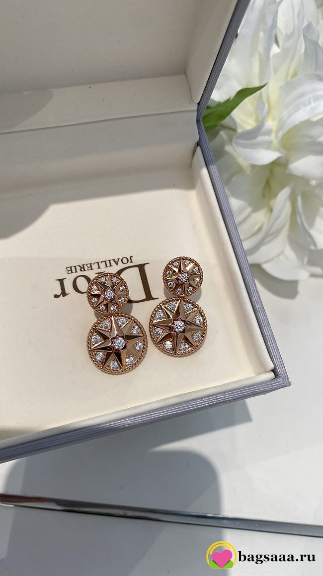 Bagsaaa Dior Rose des Vents Earrings Pink Gold and Diamonds - 1