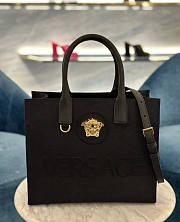 Bagsaaa Versace La Medusa Canvas Small Tote Bag Black - 29.5 x 14.5 x 24 cm - 1