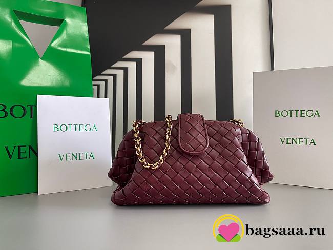 Bagsaaa Bottega Veneta Teen Lauren 1980 With Chain Dark Red - 31.5*16*11cm - 1