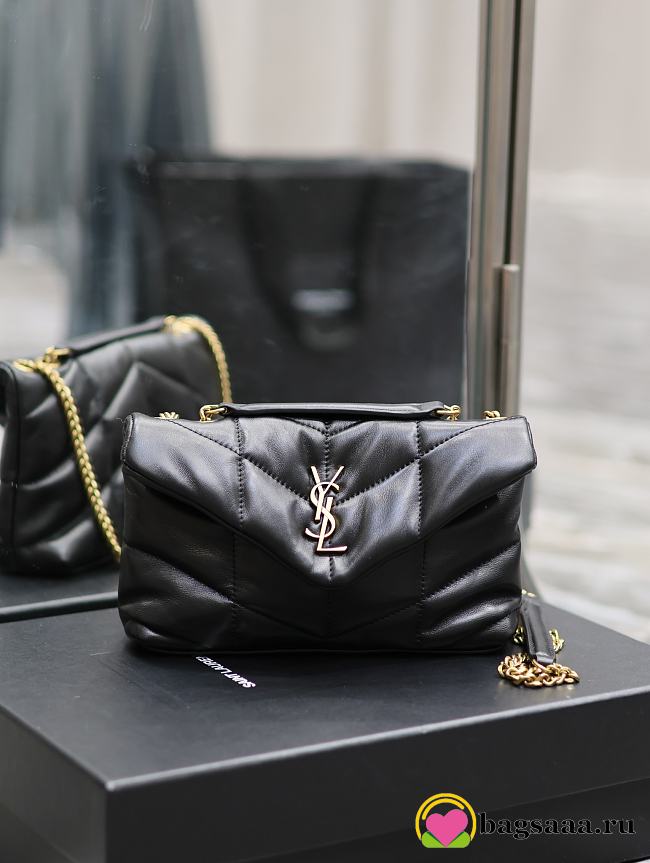 Bagsaaa YSL Toy Puffer In Nappa Leather 759337 Black & Gold - 23 X 15.5 X 8.5 CM - 1