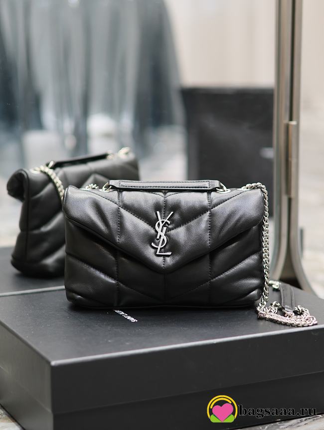 Bagsaaa YSL Toy Puffer In Nappa Leather 759337 Black & Silver - 23 X 15.5 X 8.5 CM - 1