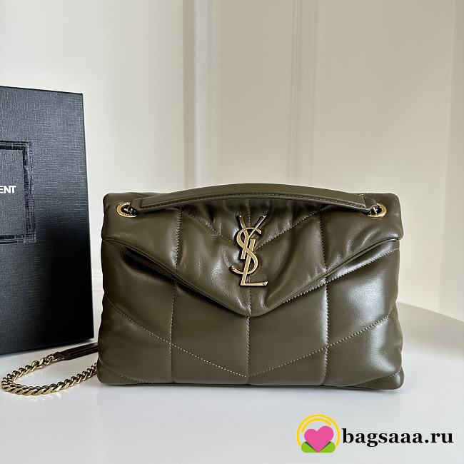 Bagsaaa YSL Toy Puffer In Nappa Leather 759337 Dark Green - 23 X 15.5 X 8.5 CM - 1