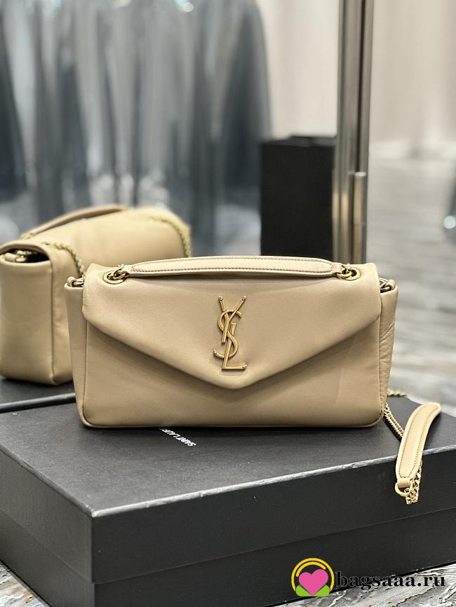 Bagsaaa YSL Calypso Small In Plunged Lambskin 734153 Beige - 26×14×7cm - 1