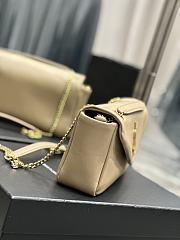 Bagsaaa YSL Calypso Small In Plunged Lambskin 734153 Beige - 26×14×7cm - 5