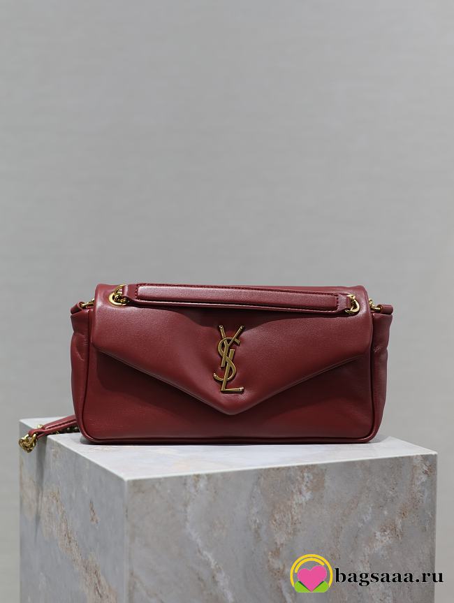 Bagsaaa YSL Calypso Small In Plunged Lambskin 734153 Red - 26×14×7cm - 1