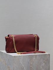 Bagsaaa YSL Calypso Small In Plunged Lambskin 734153 Red - 26×14×7cm - 4